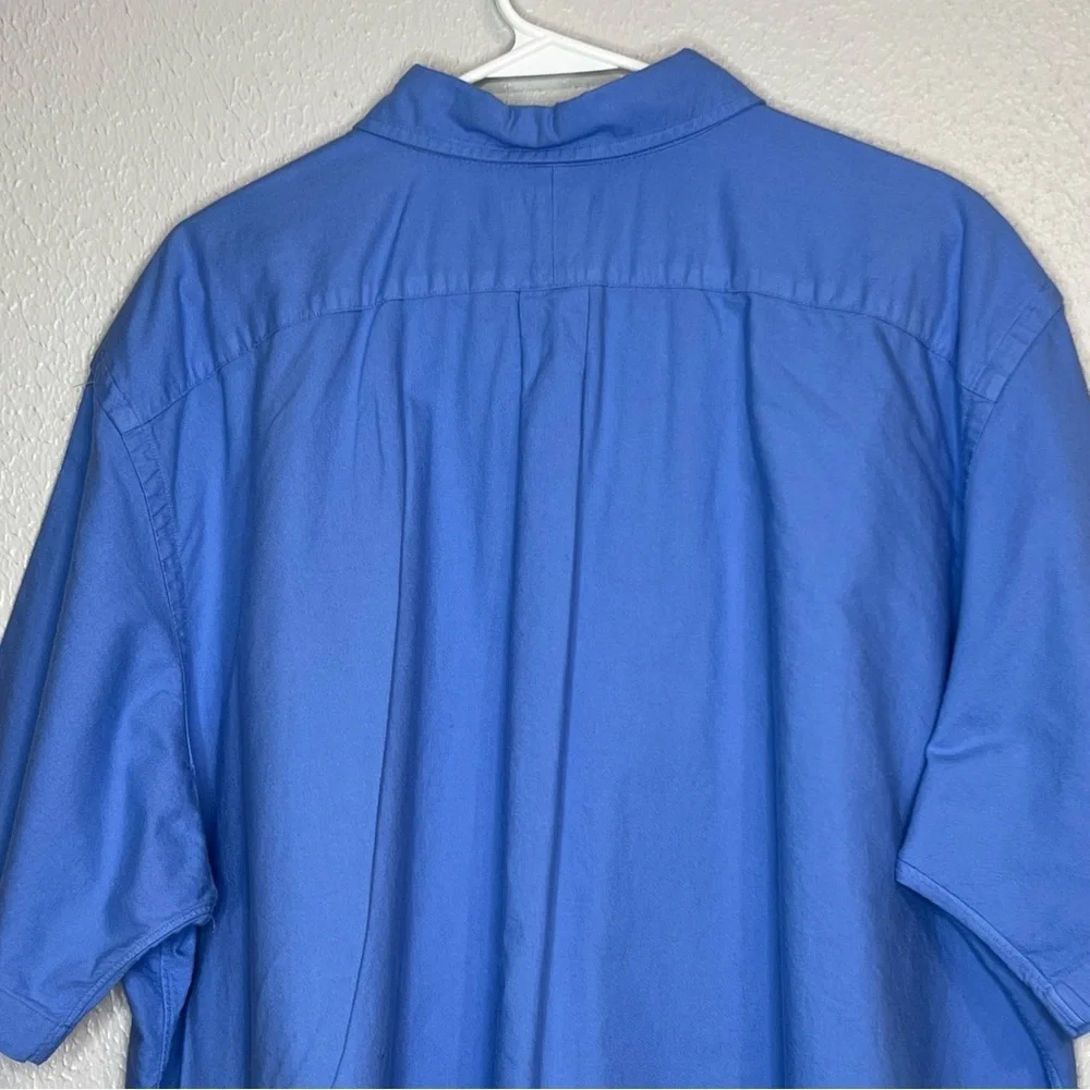 Ralph Lauren Shirt Mens 2XB Blue Button Up Yellow Pony Logo Short Sleeve